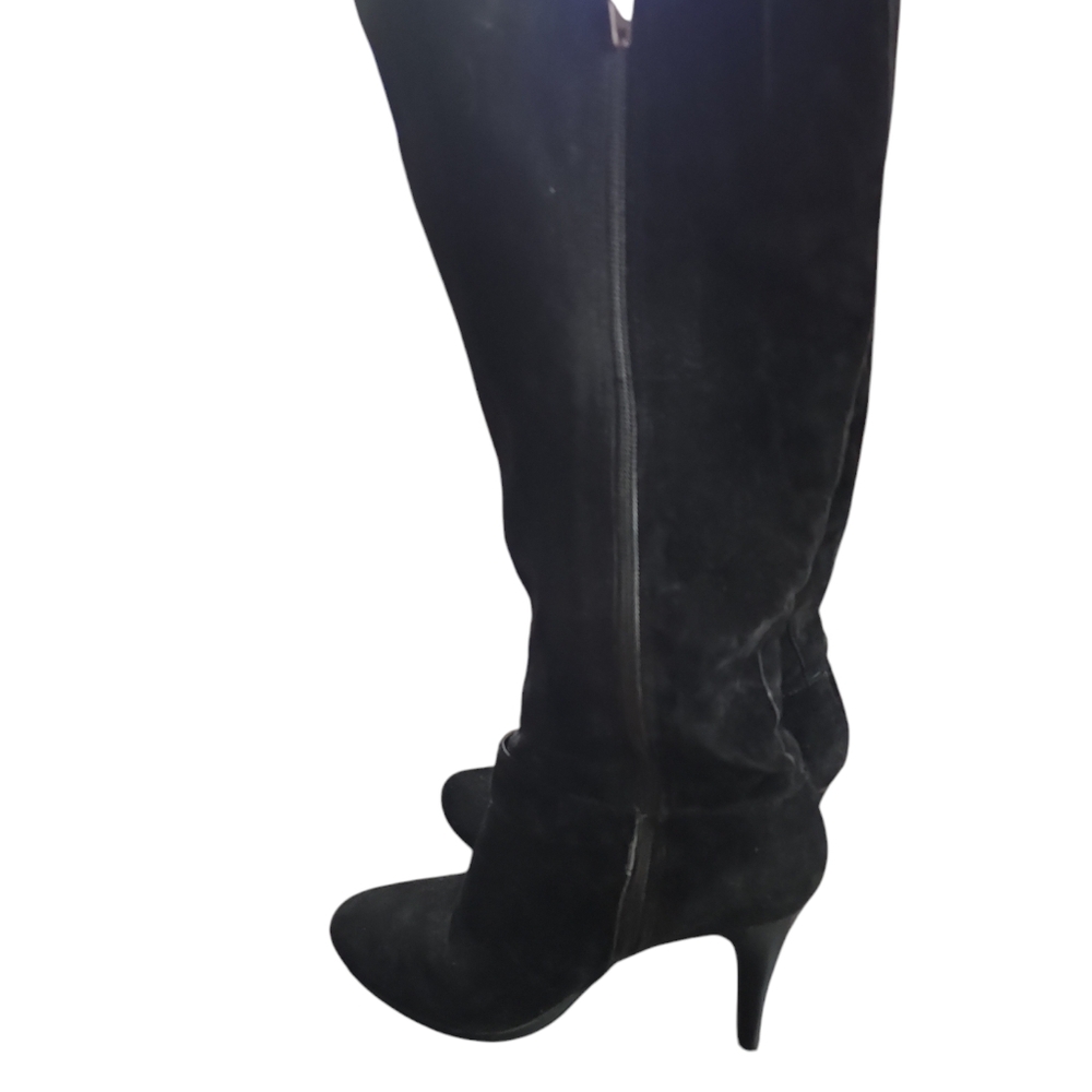 Calf boots with heels,zip sides, buckle decor 81/2 Medium velour - Picture 5 of 12